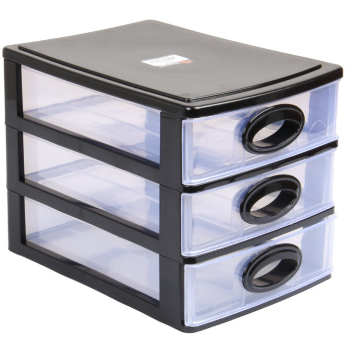 Rebrilliant 3Tier Plastic TransparentDrawerStorage Unit Tower Office
